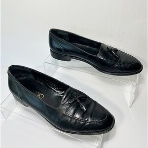 Vito Rufolo Black Italian Leather Tassled Slip On Loafers Mens size 11.5